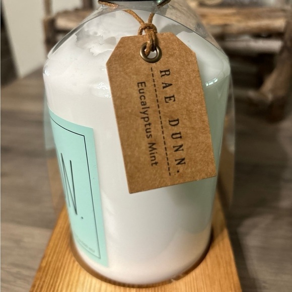 Rae Dunn Pump SOAP & LOTION on Wood Tray and CLEAN Cotton Pads Glass Jar Bundle - Picture 6 of 12